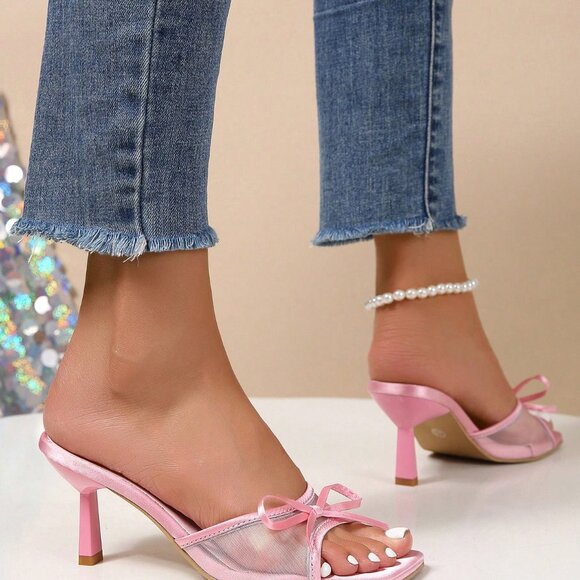 Pink Casual Minimalist Stiletto Women's Sandals - Picture 5 of 8